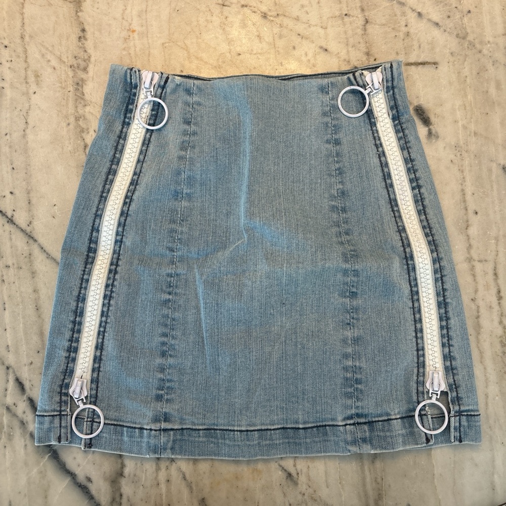 LF Carmar Denim Mini Skirt with Zipper Details